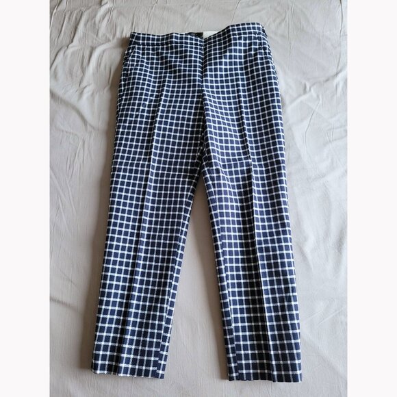 NWOT J. Crew Martie Slim Cropped Pant in Bi-Stretch Navy/White Gingham - Picture 5 of 14